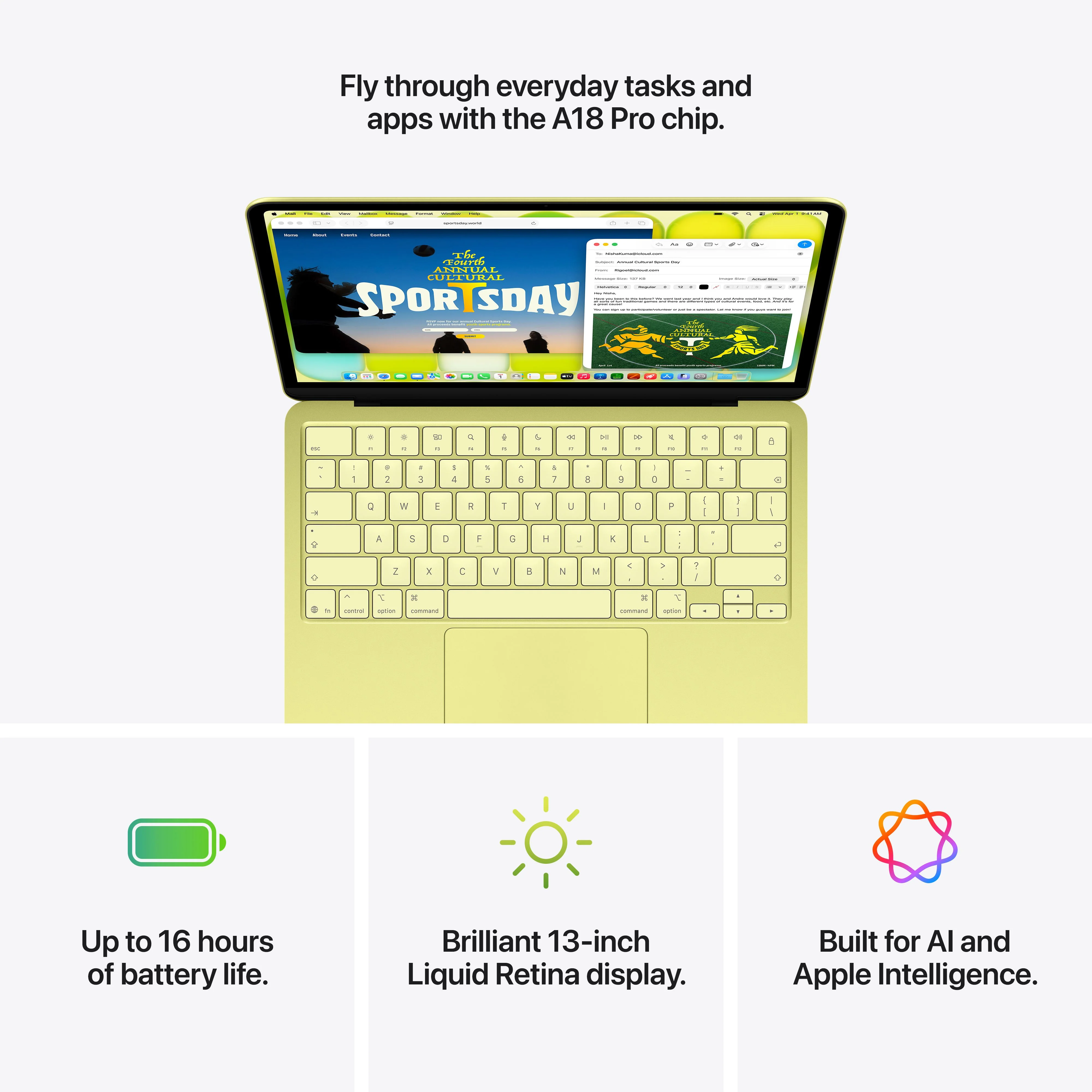 13-inch MacBook Neo: Apple A18 Pro chip with 6‑core CPU and 5‑core GPU, Magic Keyboard, 256GB SSD - Indigo - Image 9