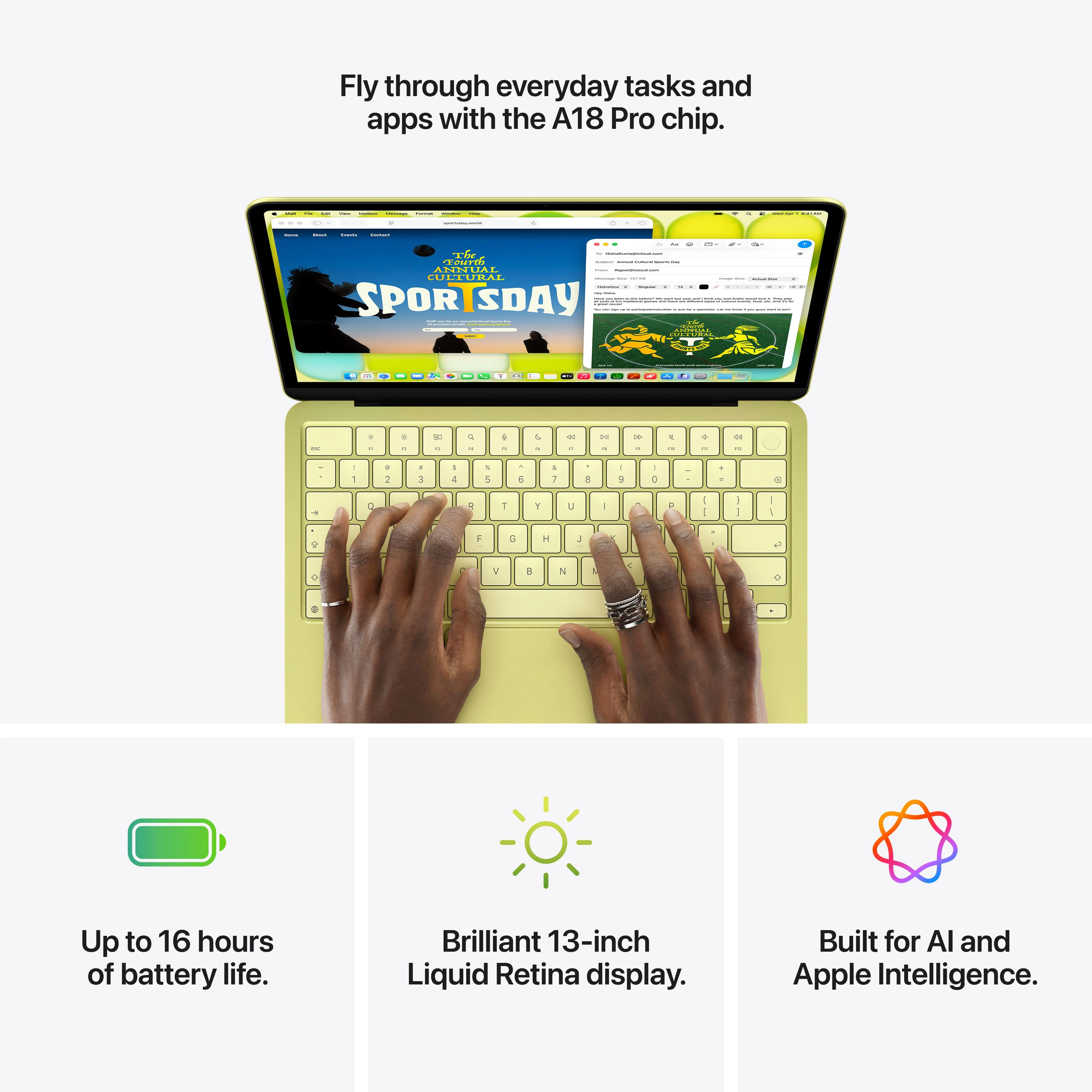 13-inch MacBook Neo: Apple A18 Pro chip with 6‑core CPU and 5‑core GPU, Magic Keyboard with Touch ID, 512GB SSD - Indigo - Image 9