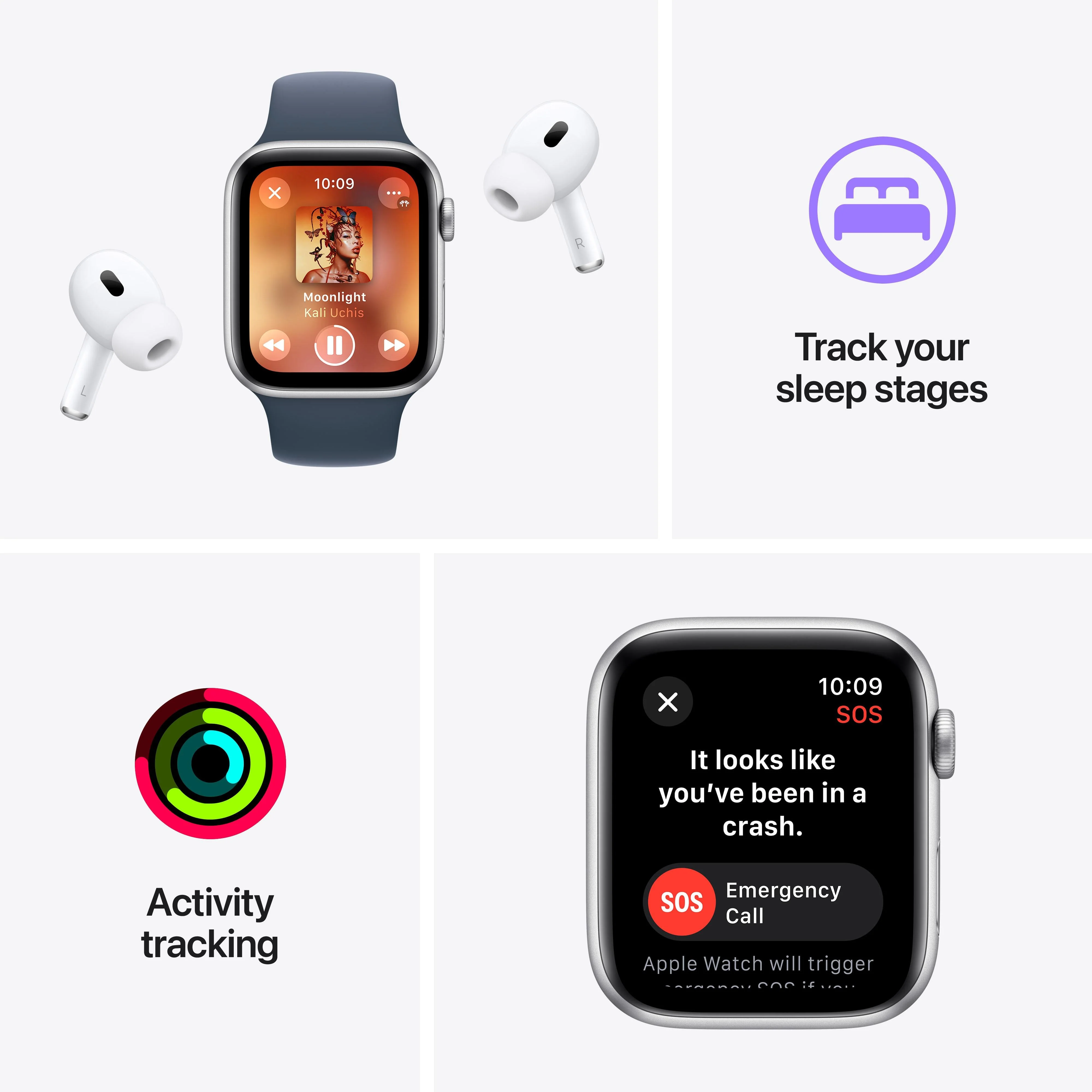 Apple Watch SE GPS + Cellular 40mm Silver Aluminium Case with Storm Blue Sport Band - M/L - Image 7