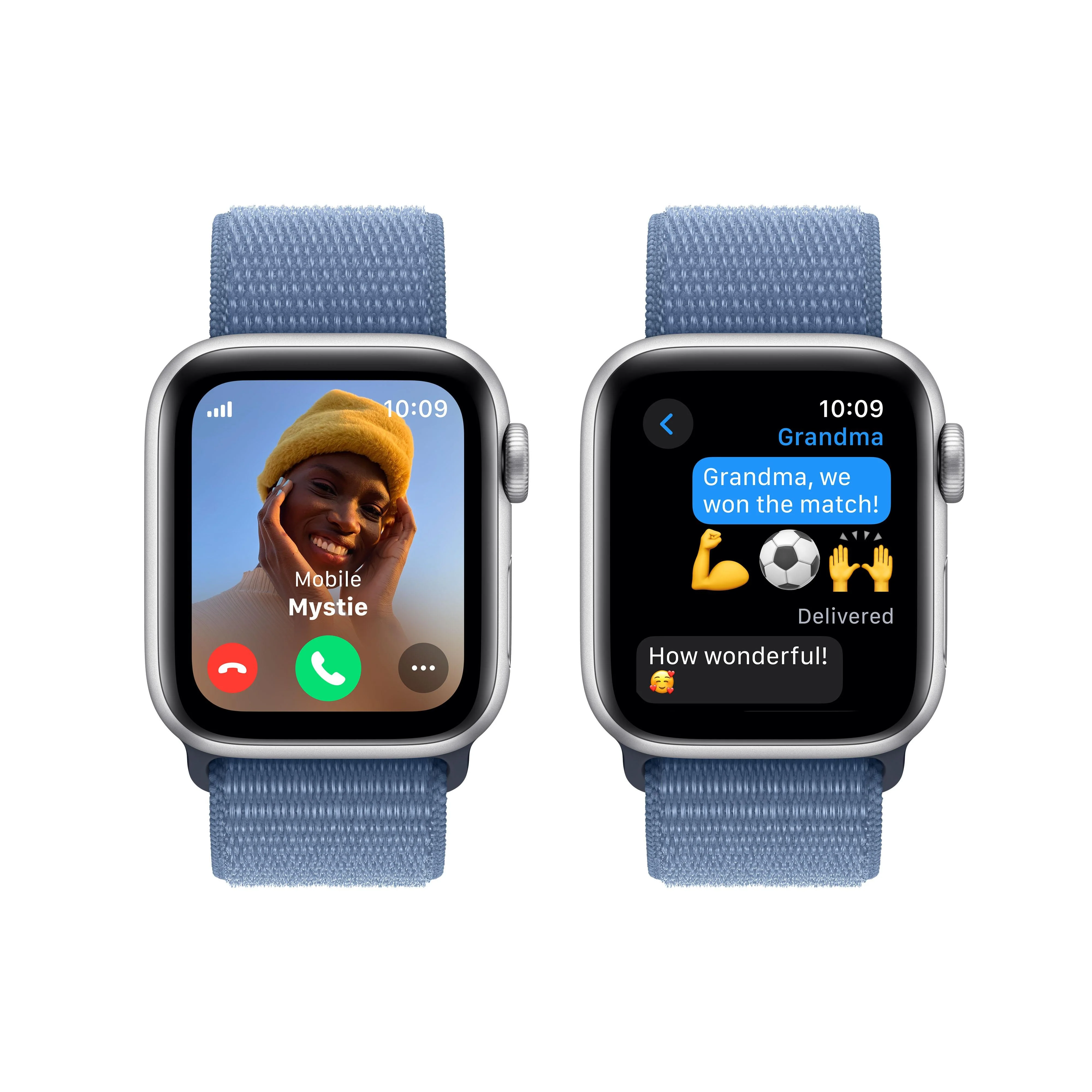 Apple Watch SE GPS + Cellular 40mm Silver Aluminium Case with Winter Blue Sport Loop - Image 4