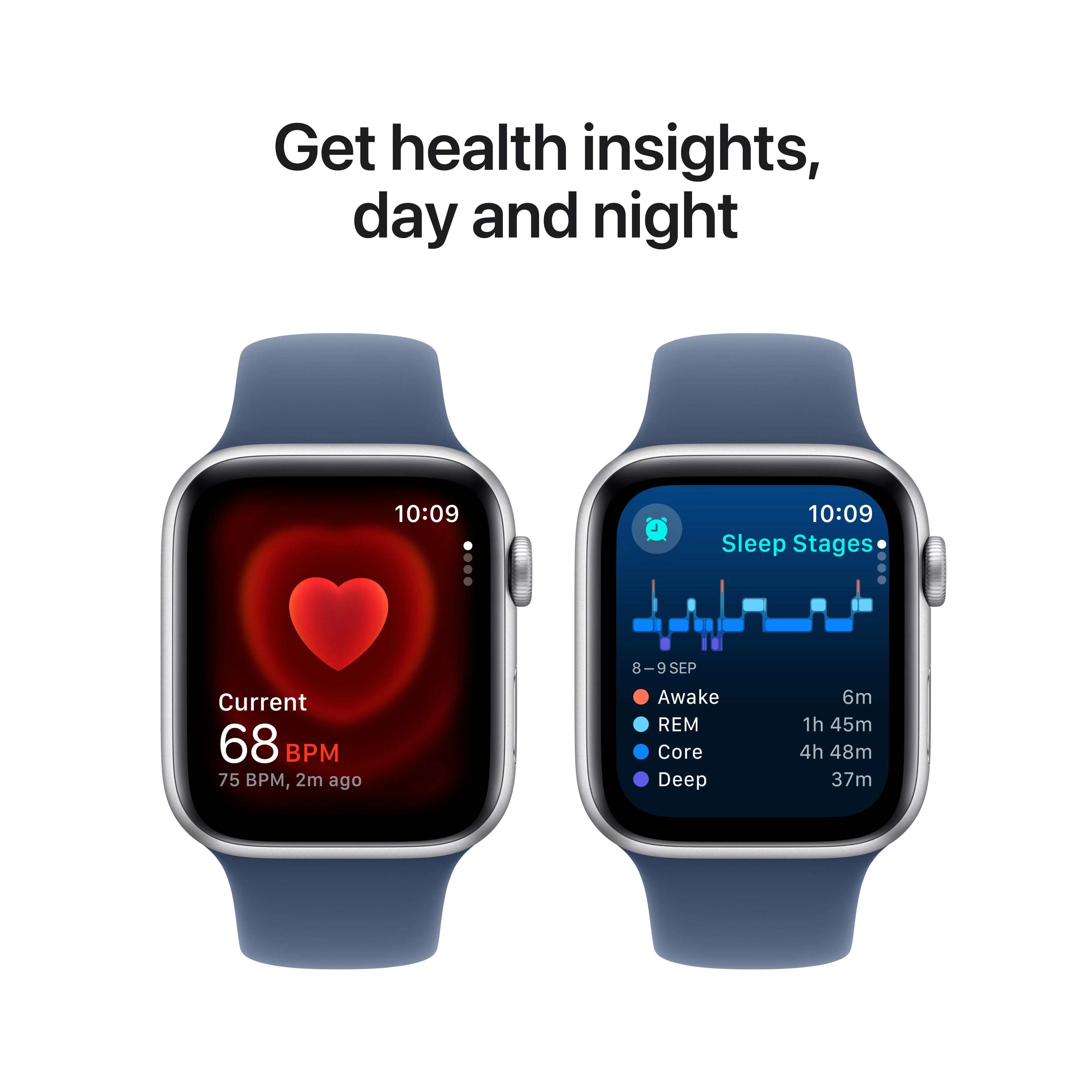 Apple Watch SE GPS 44mm Silver Aluminium Case with Denim Sport Band - S/M - Image 5
