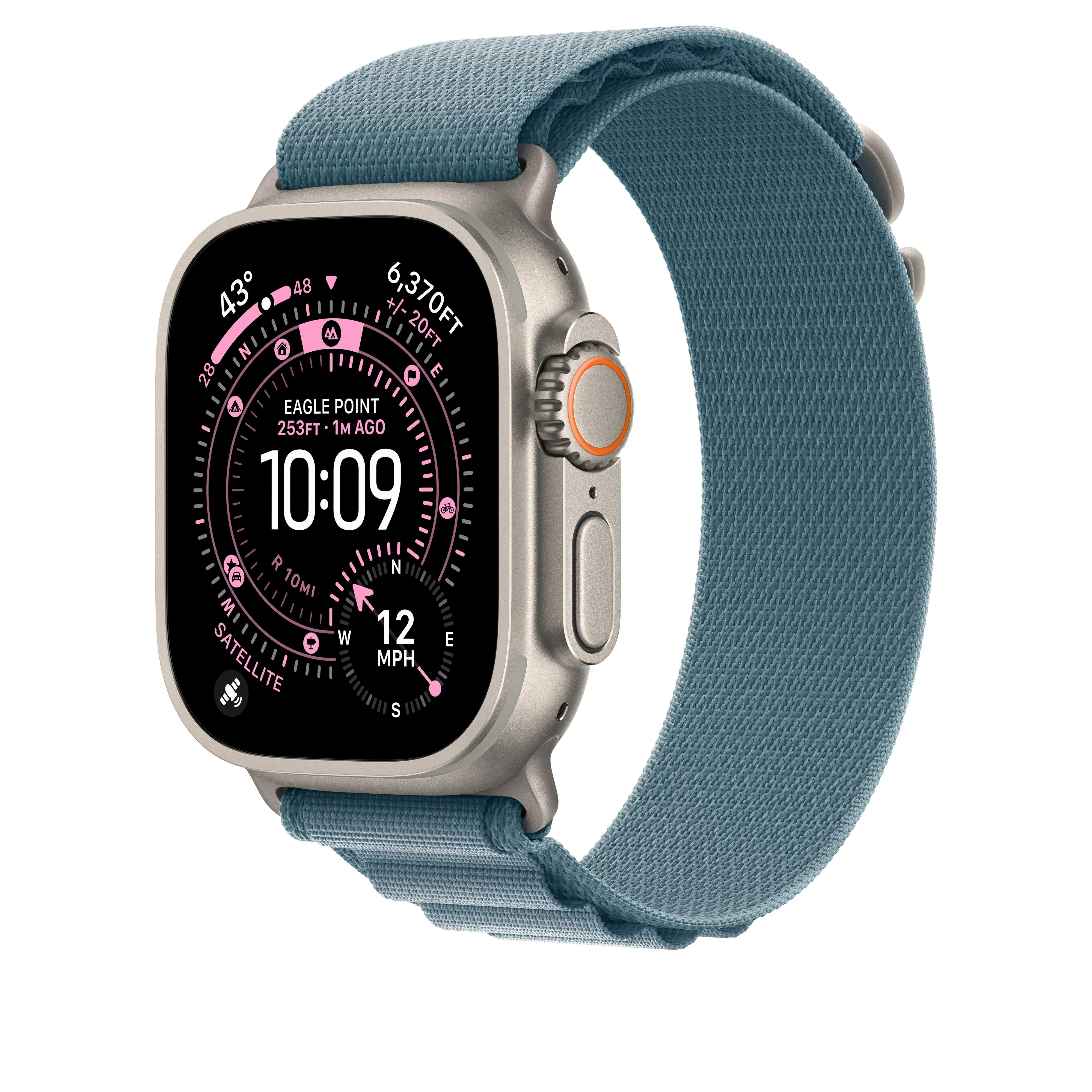 49mm Light Blue Alpine Loop - Medium - Natural Titanium Finish - Image 2
