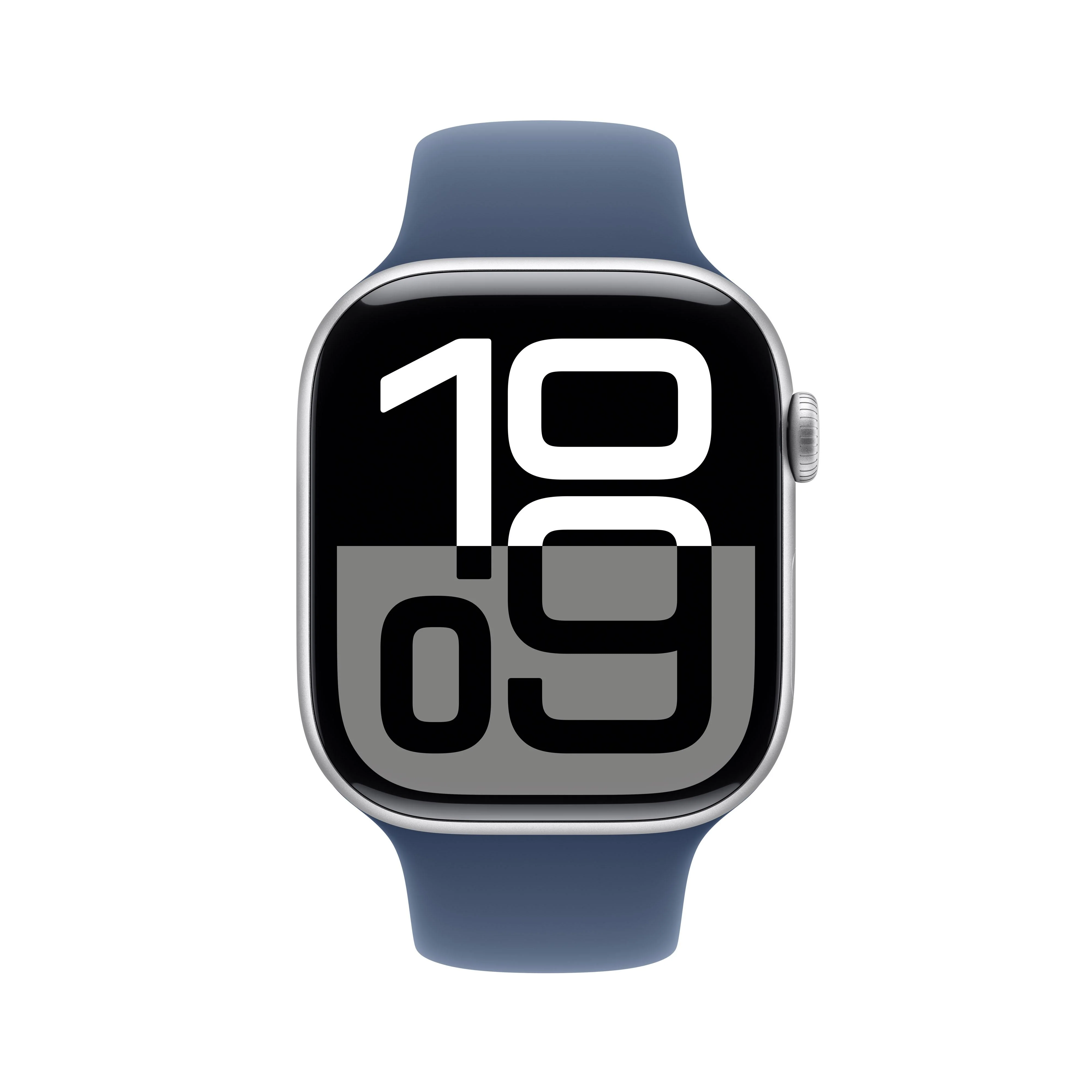 Apple Watch Series 10 GPS + Cellular 46mm Silver Aluminium Case with Denim Sport Band - M/L - Image 2