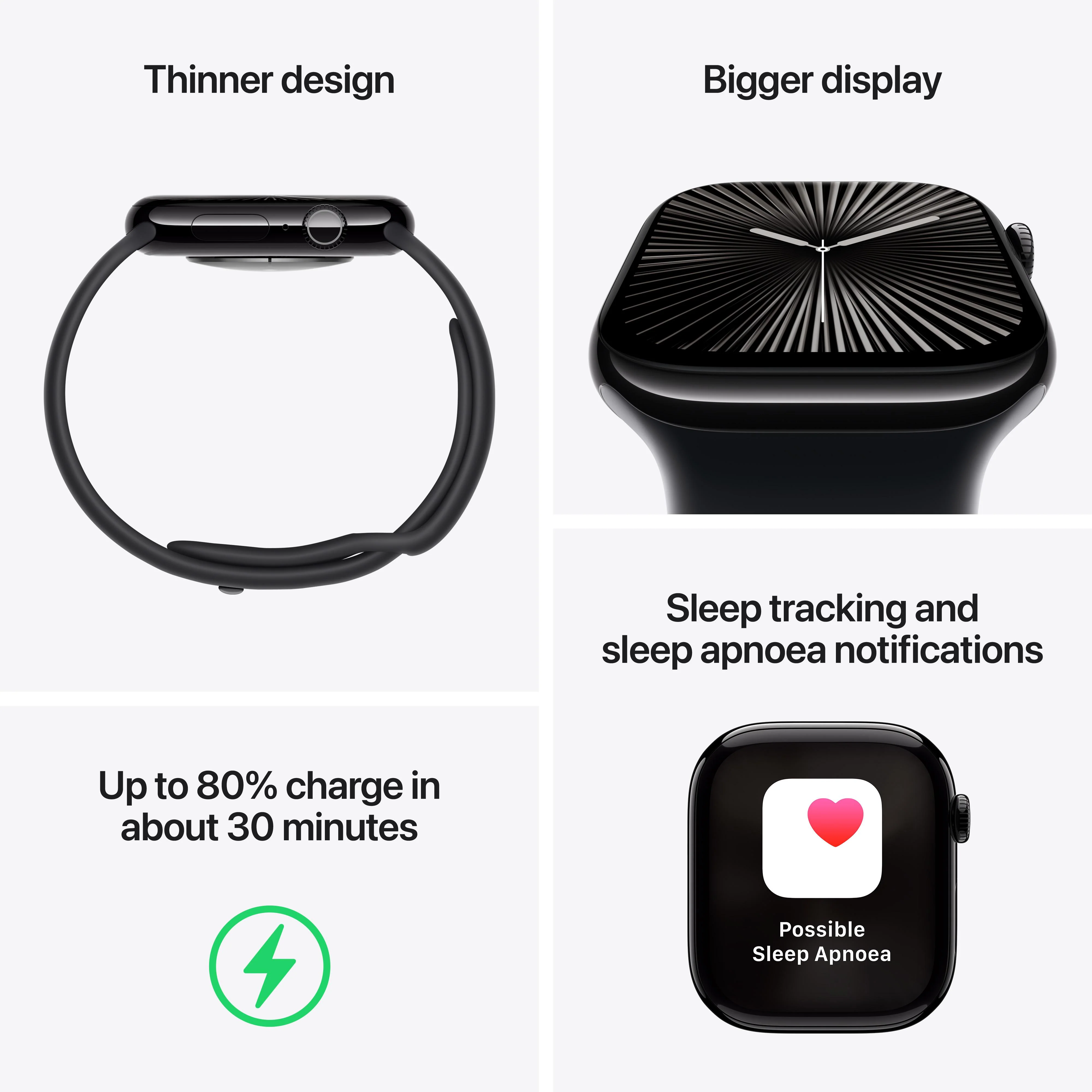 Apple Watch Series 10 GPS + Cellular 46mm Silver Aluminium Case with Denim Sport Band - M/L - Image 3