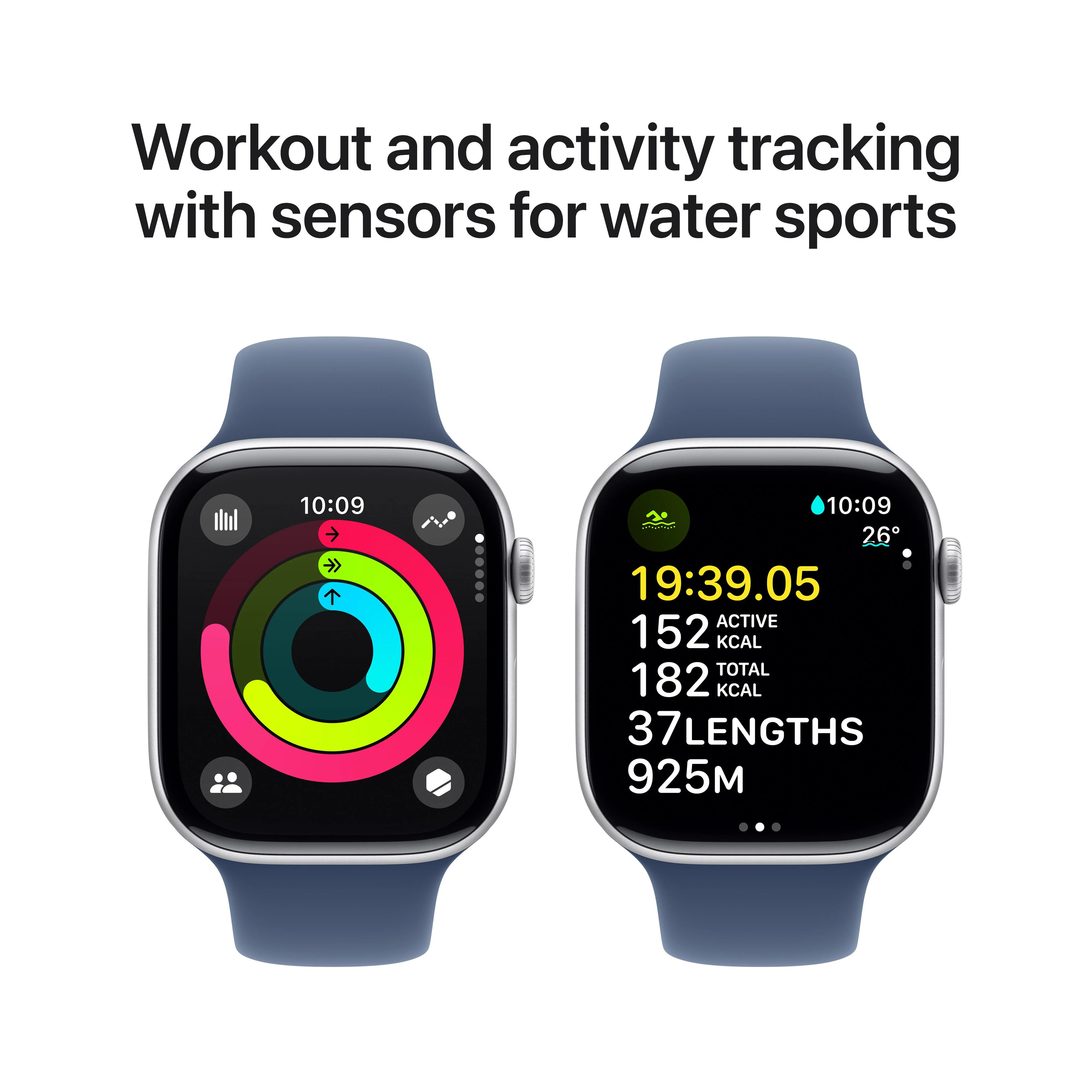 Apple Watch Series 10 GPS + Cellular 46mm Silver Aluminium Case with Denim Sport Band - M/L - Image 4
