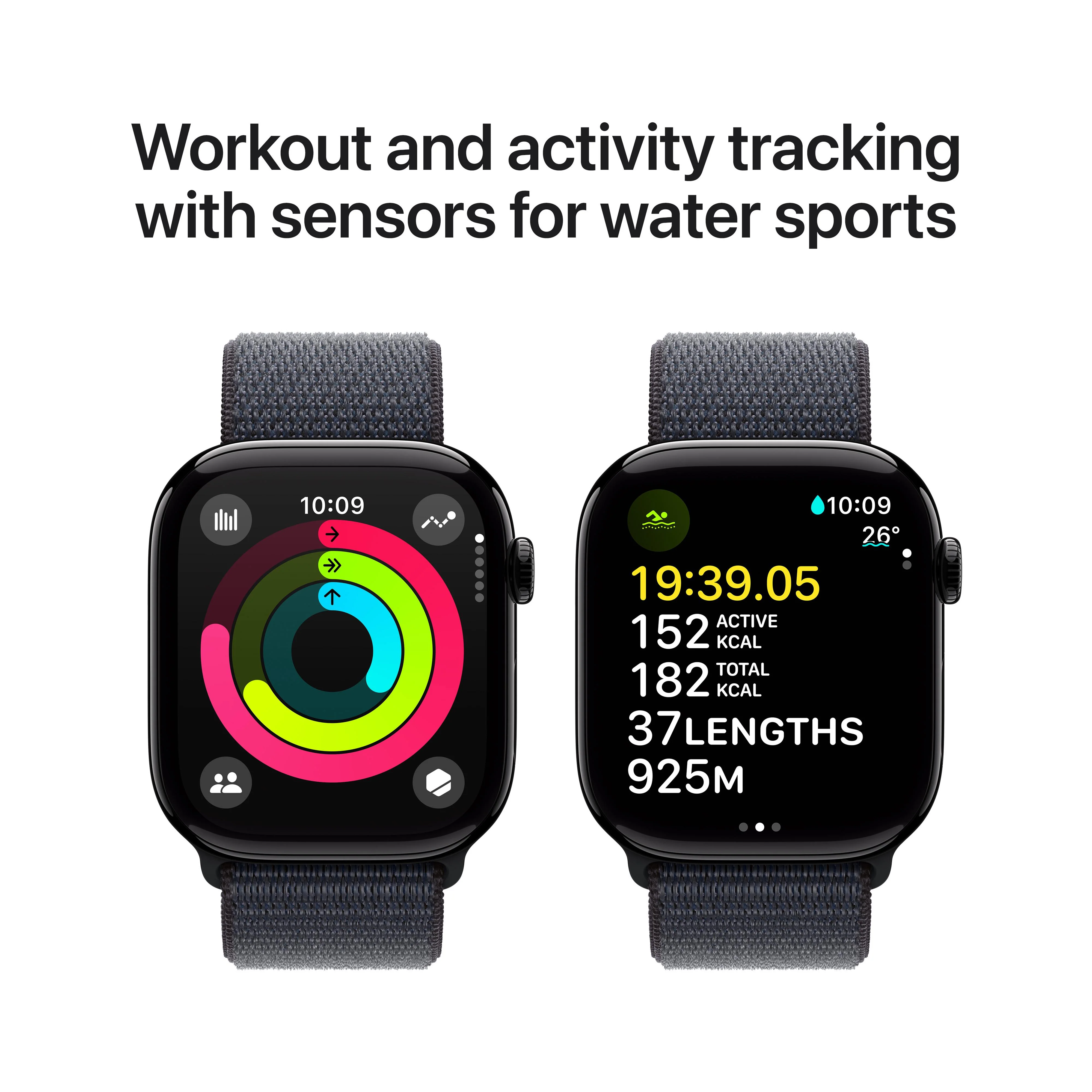 Apple Watch Series 10 GPS + Cellular 46mm Jet Black Aluminium Case with Ink Sport Loop - Image 4
