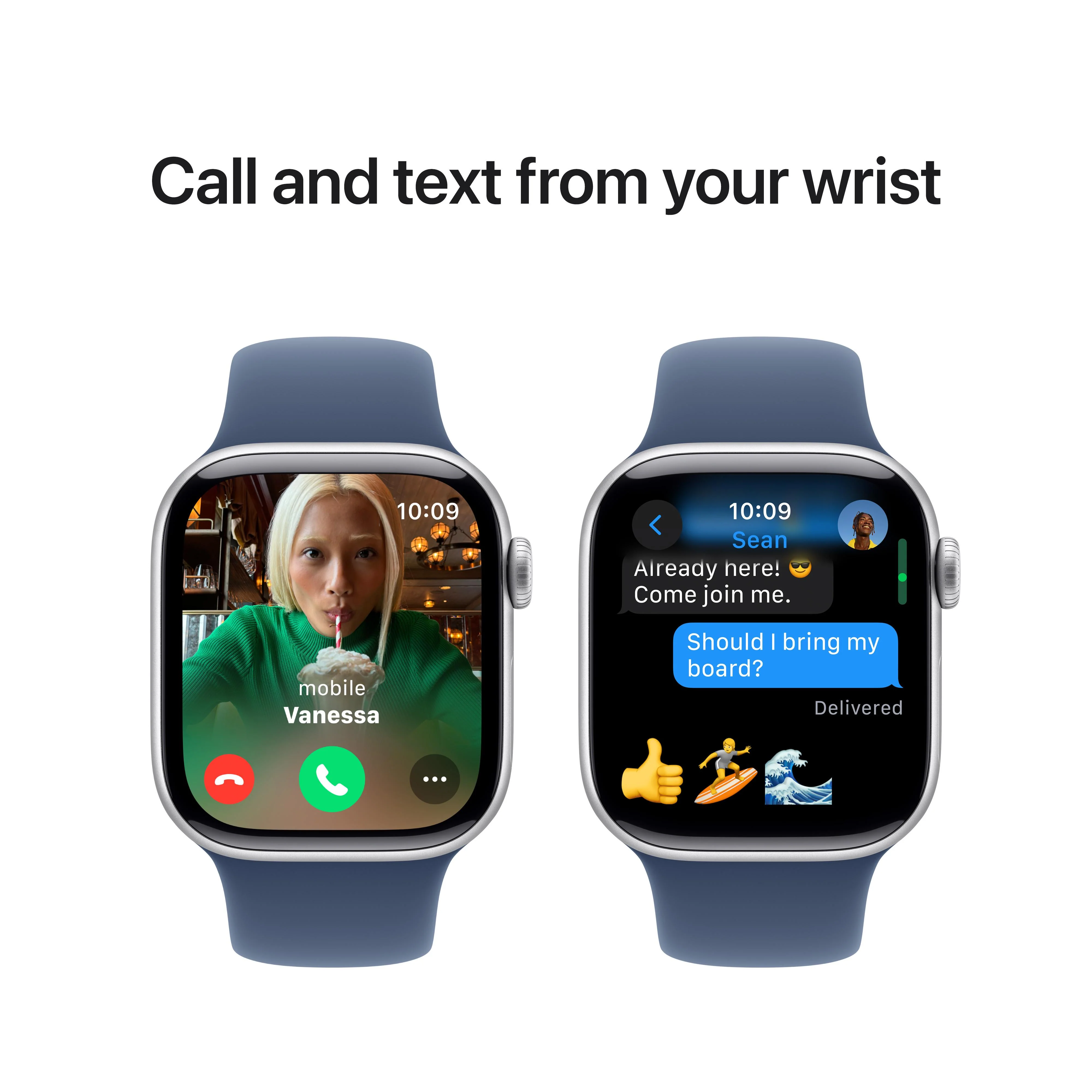 Apple Watch Series 10 GPS 42mm Silver Aluminium Case with Denim Sport Band - S/M - Image 7