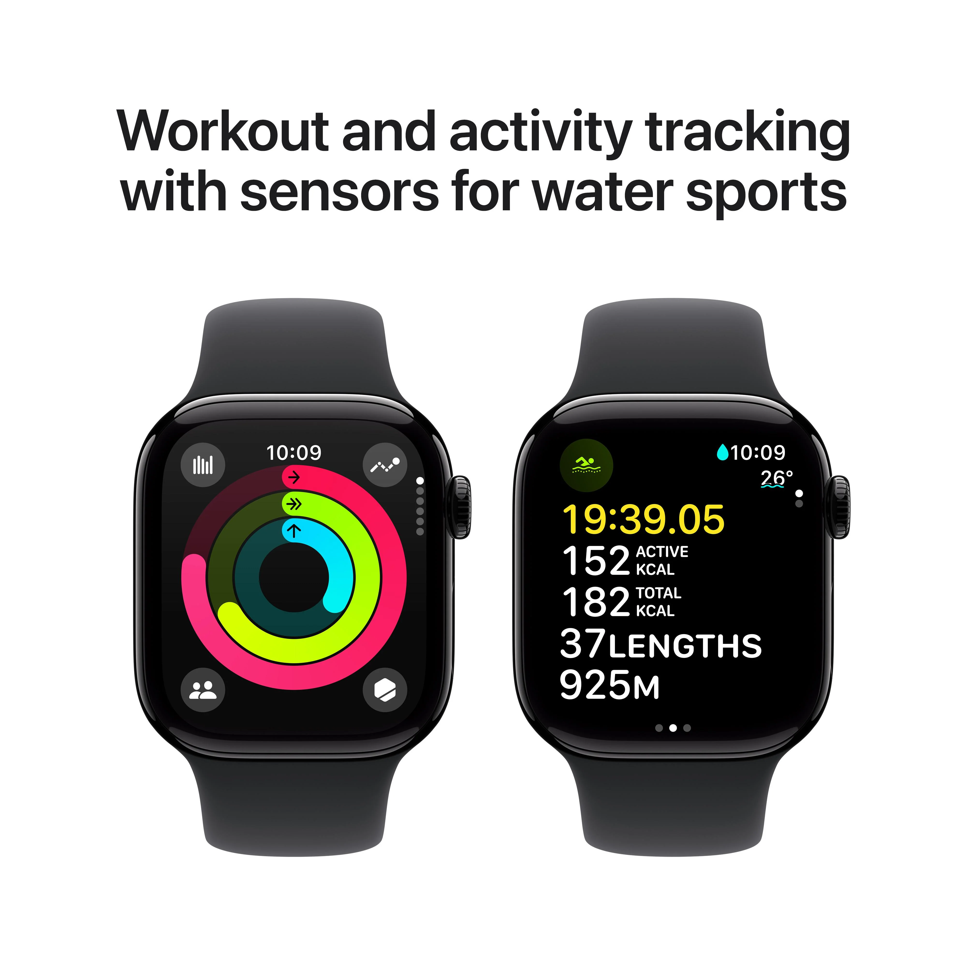 Apple Watch Series 10 GPS 42mm Jet Black Aluminium Case with Black Sport Band - S/M - Image 4