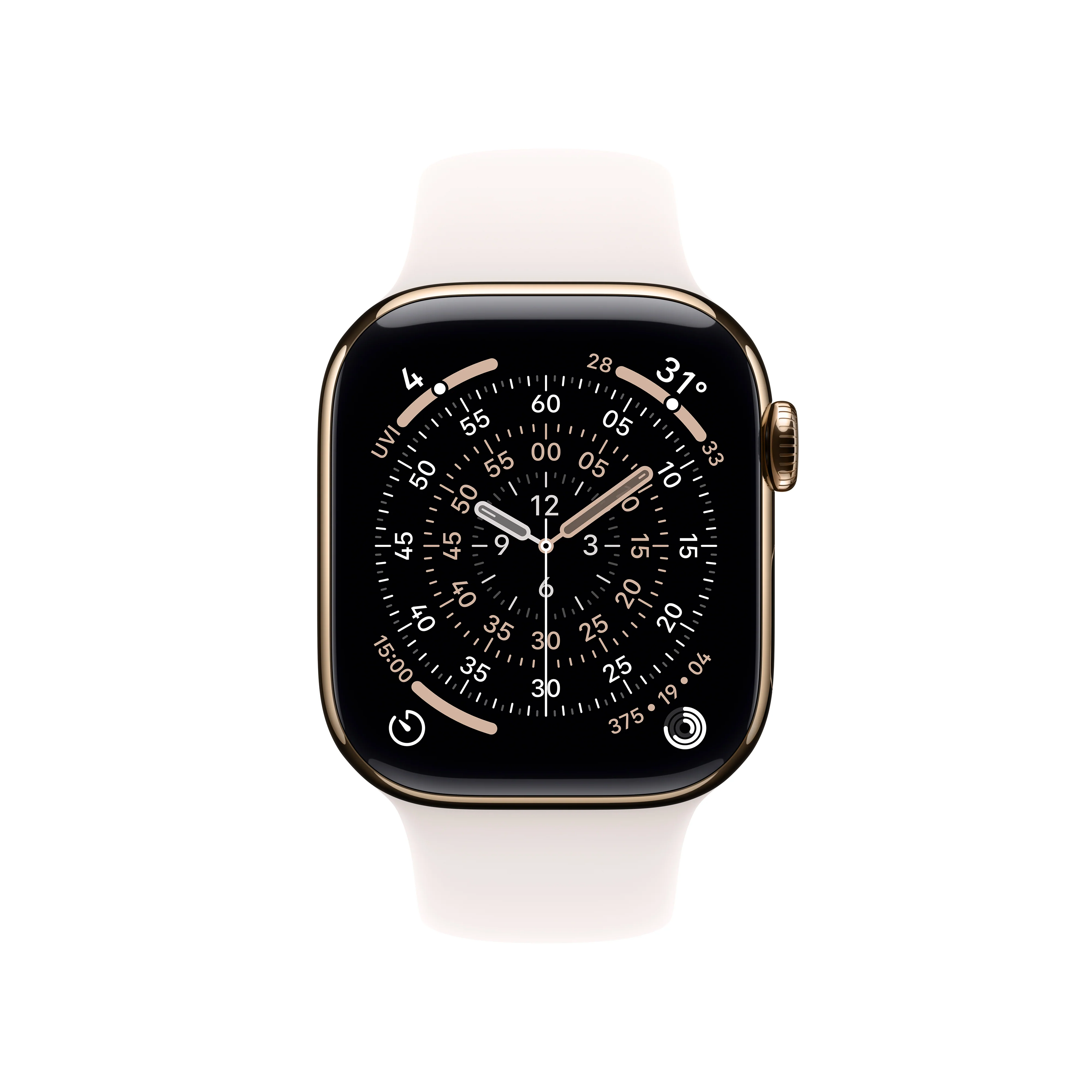 Apple Watch Series 11 GPS + Cellular 46mm Gold Titanium Case with Light Blush Sport Band - S/M - Image 2