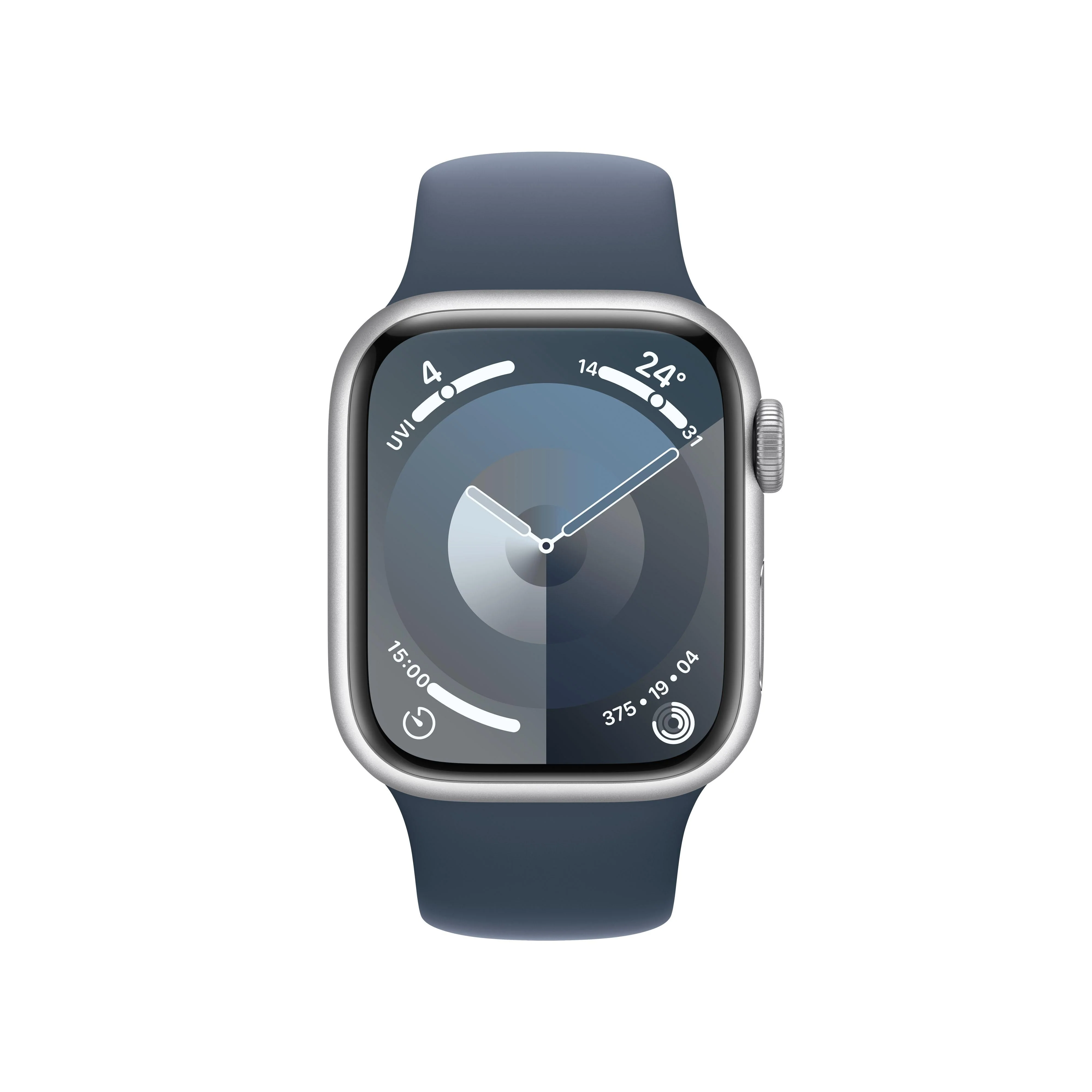 Apple Watch Series 9 GPS 41mm Silver Aluminium Case with Storm Blue Sport Band - S/M - Image 2
