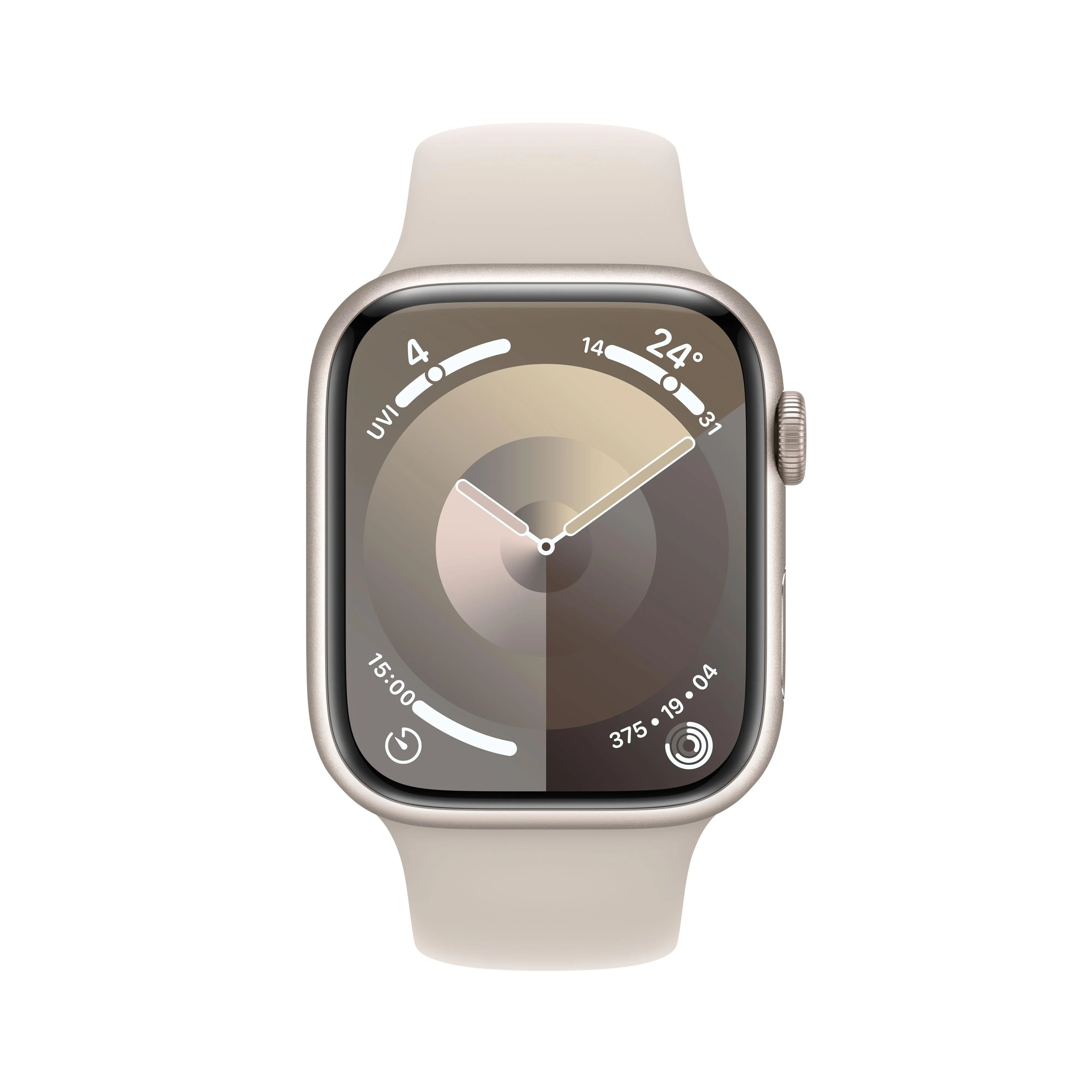 Apple Watch Series 9 GPS 45mm Starlight Aluminium Case with Starlight Sport Band - M/L - Image 2