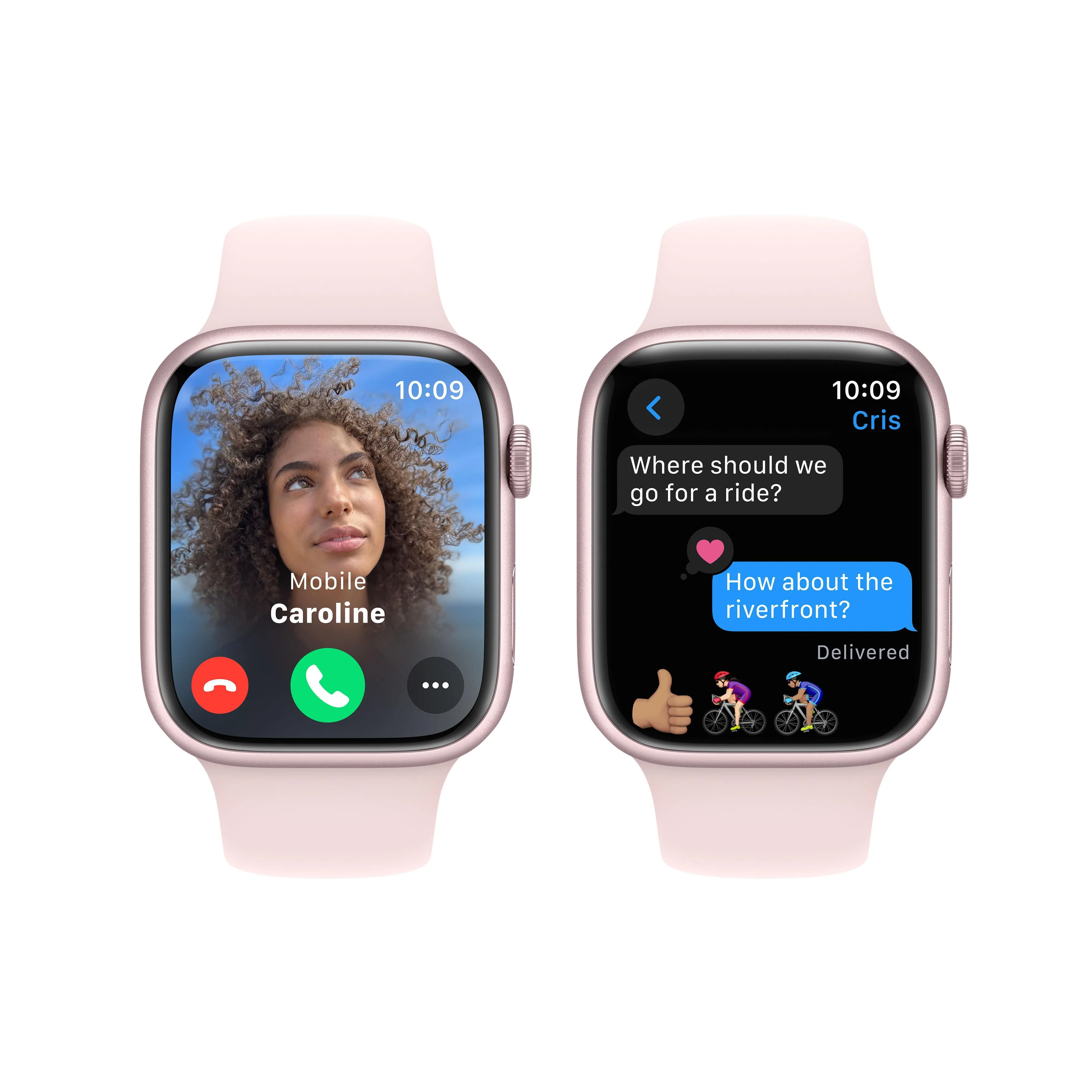 Apple Watch Series 9 GPS 45mm Pink Aluminium Case with Light Pink Sport Band - M/L - Image 6