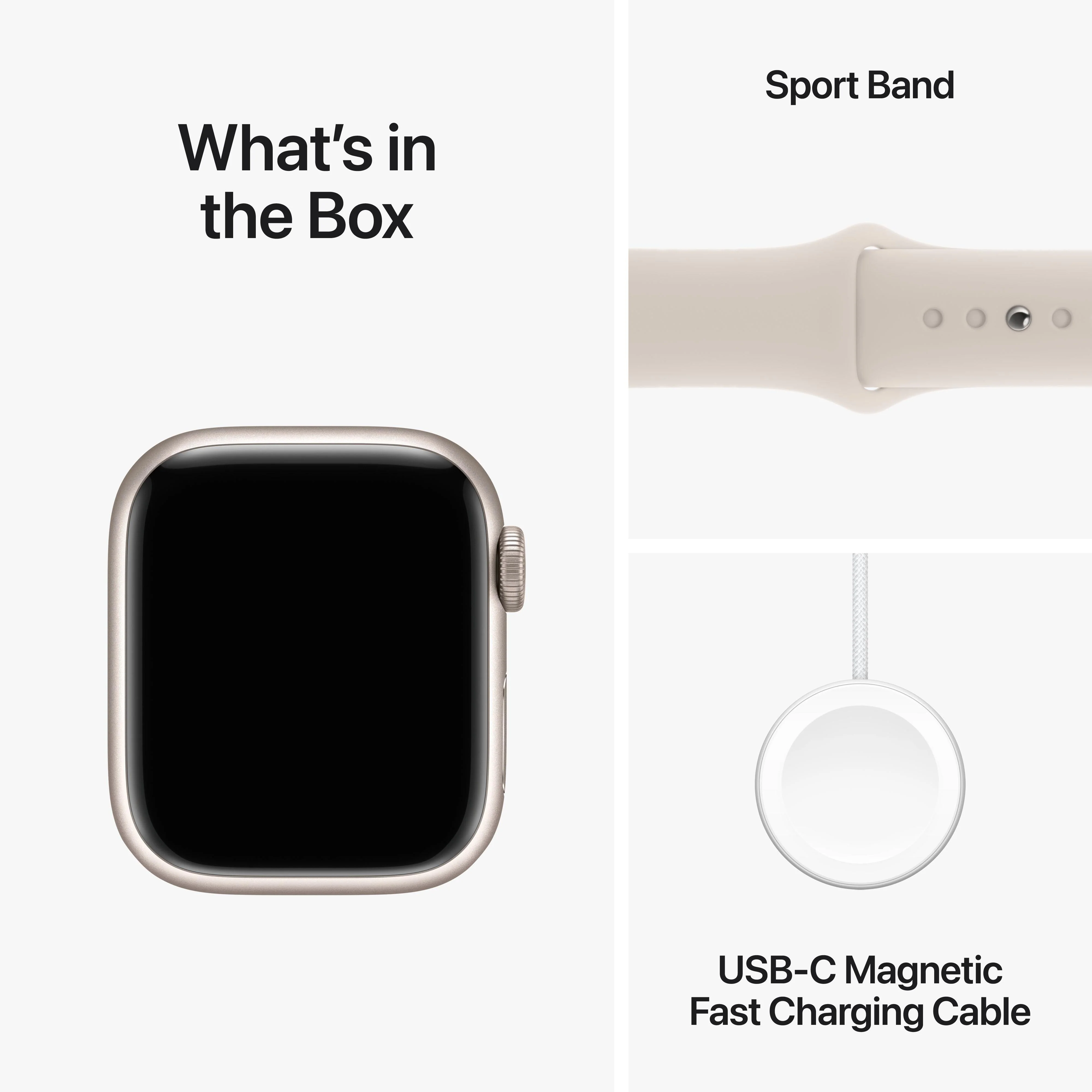 Apple Watch Series 9 GPS + Cellular 41mm Starlight Aluminium Case with Starlight Sport Band - S/M - Image 10