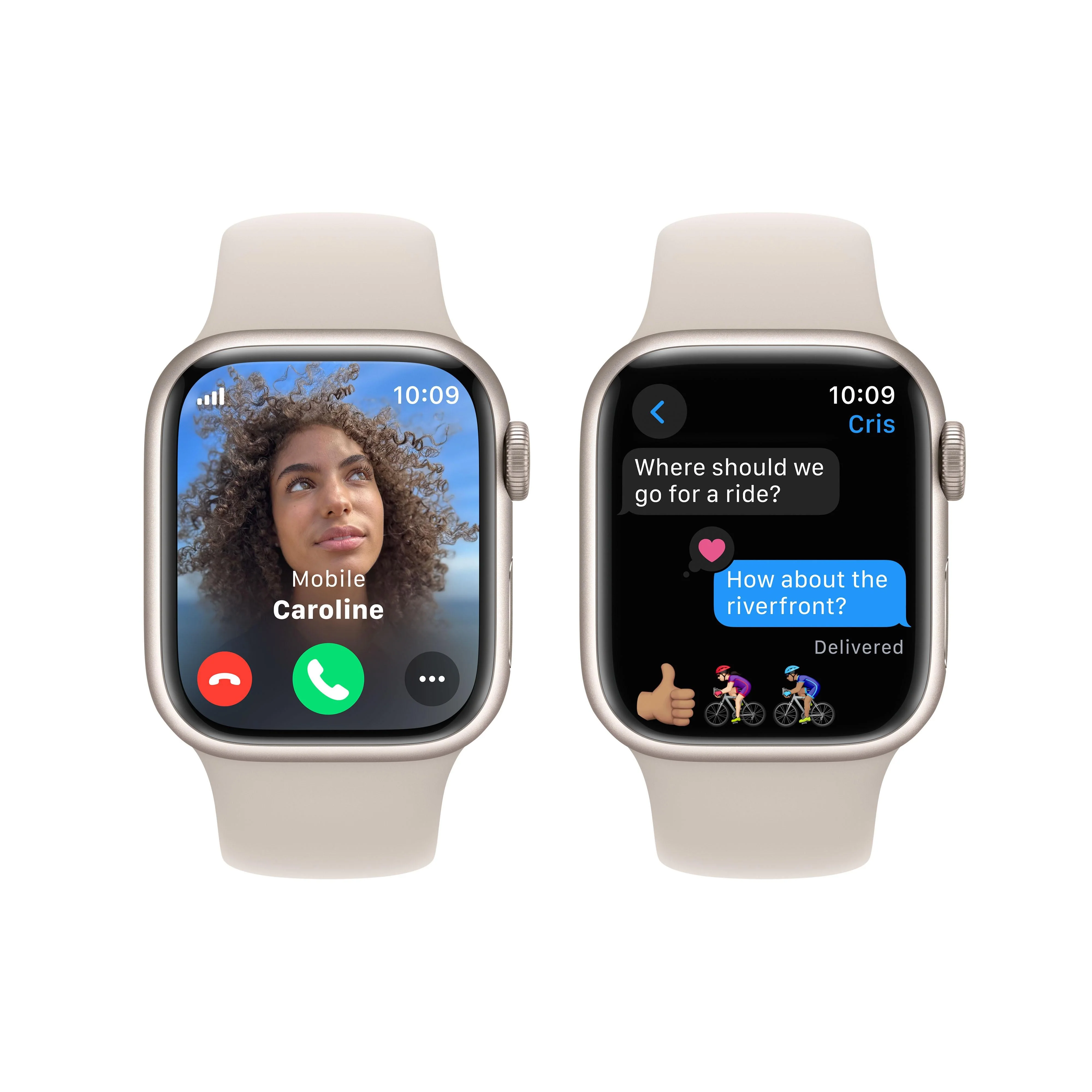 Apple Watch Series 9 GPS + Cellular 41mm Starlight Aluminium Case with Starlight Sport Band - S/M - Image 6