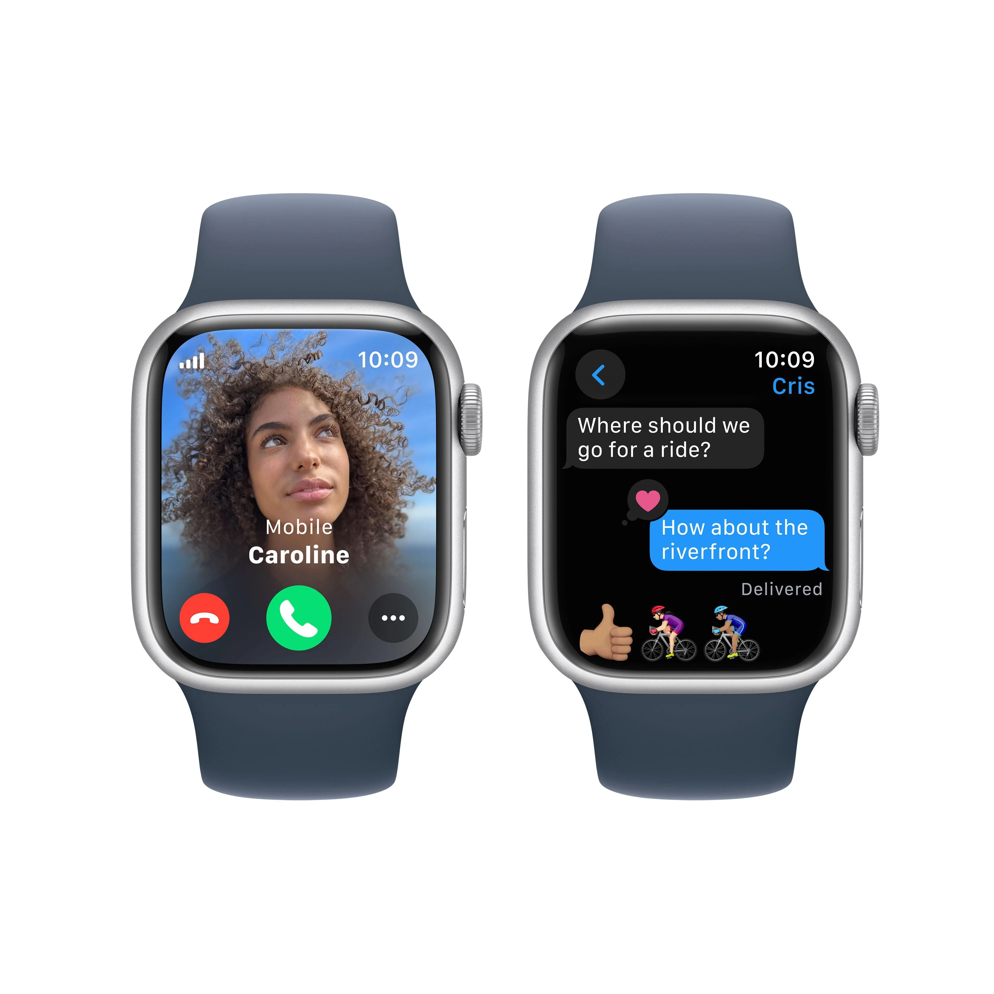 Apple Watch Series 9 GPS + Cellular 41mm Silver Aluminium Case with Storm Blue Sport Band - M/L - Image 6