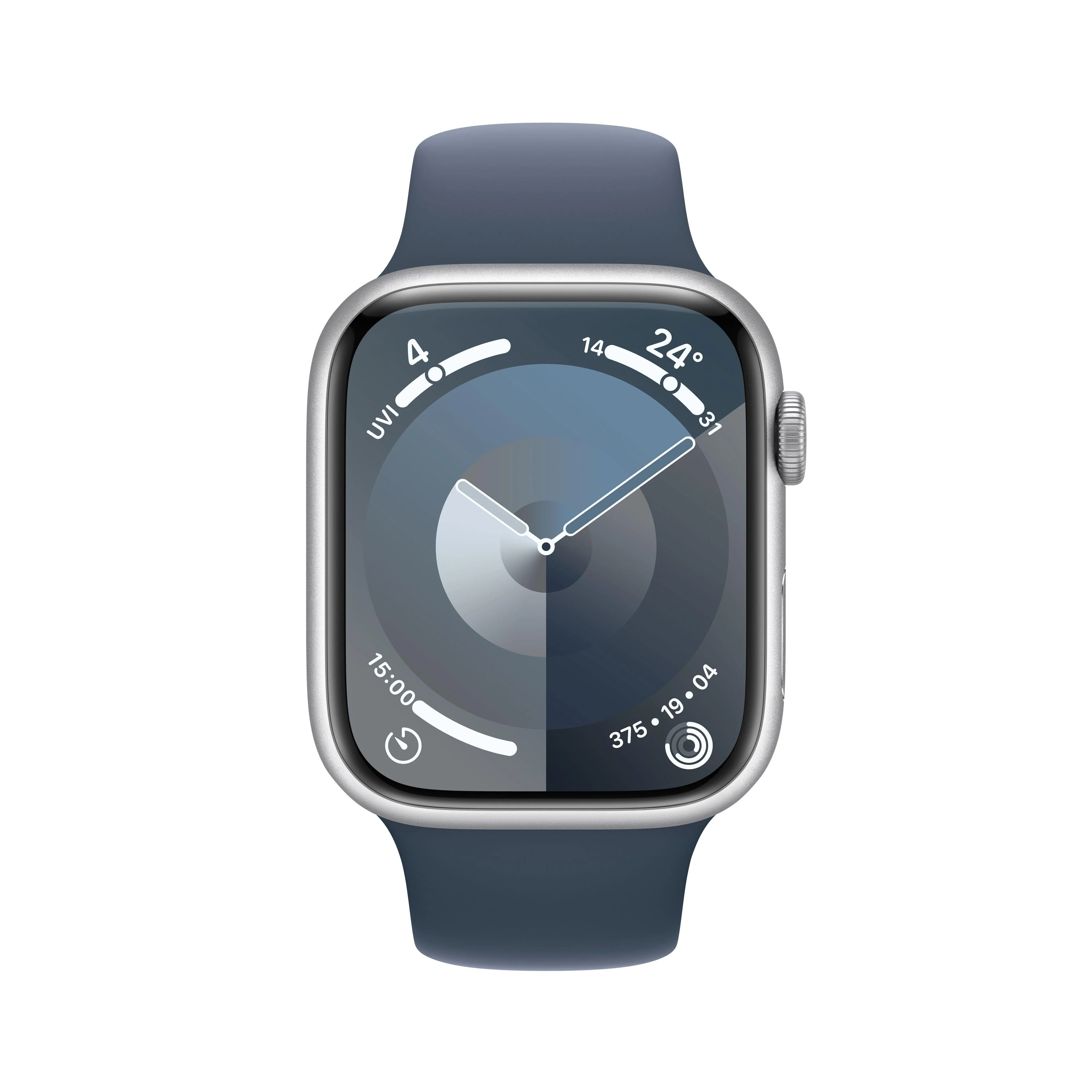 Apple Watch Series 9 GPS + Cellular 45mm Silver Aluminium Case with Storm Blue Sport Band - M/L - Image 2
