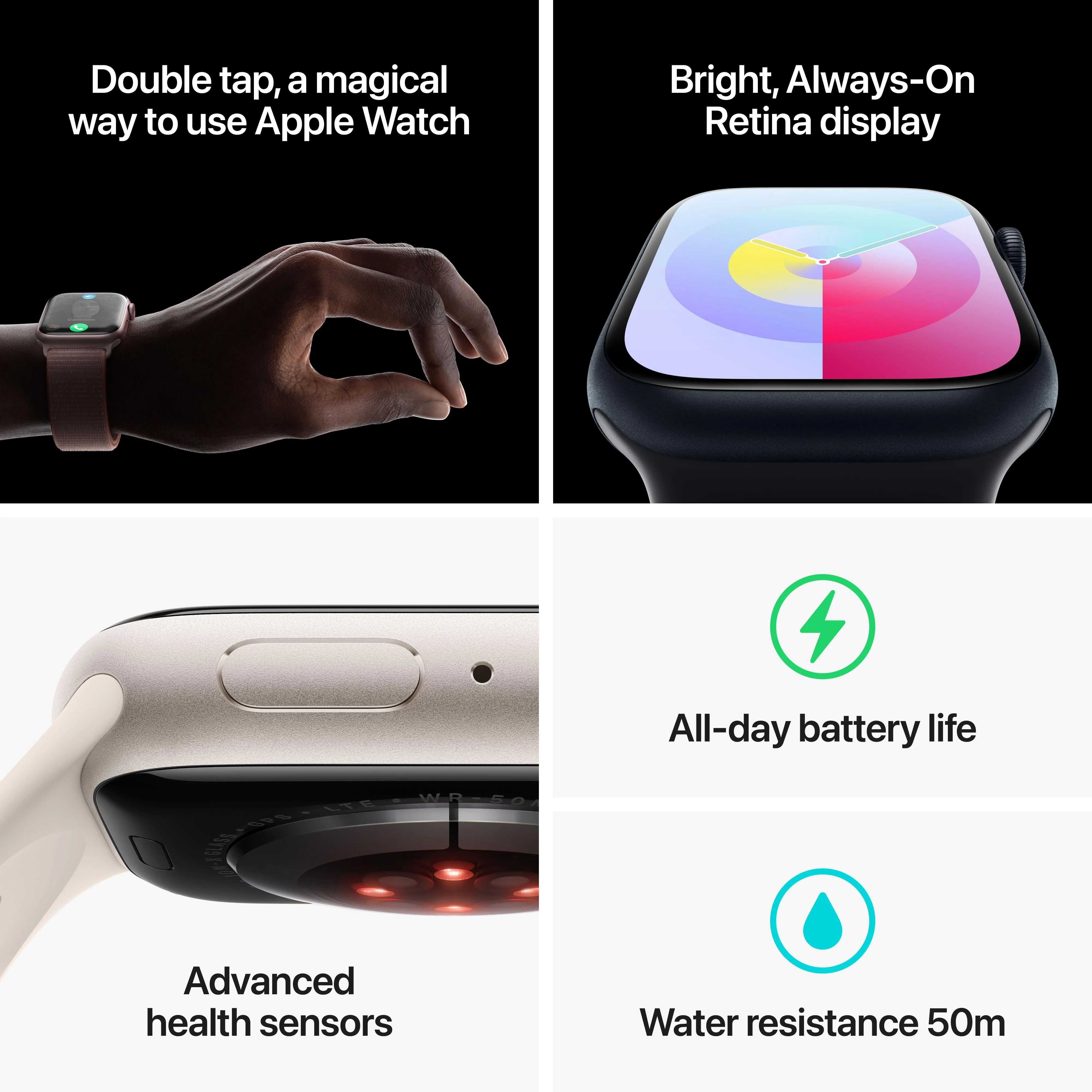 Apple Watch Series 9 GPS + Cellular 45mm Silver Stainless Steel Case with Storm Blue Sport Band - M/L - Image 9