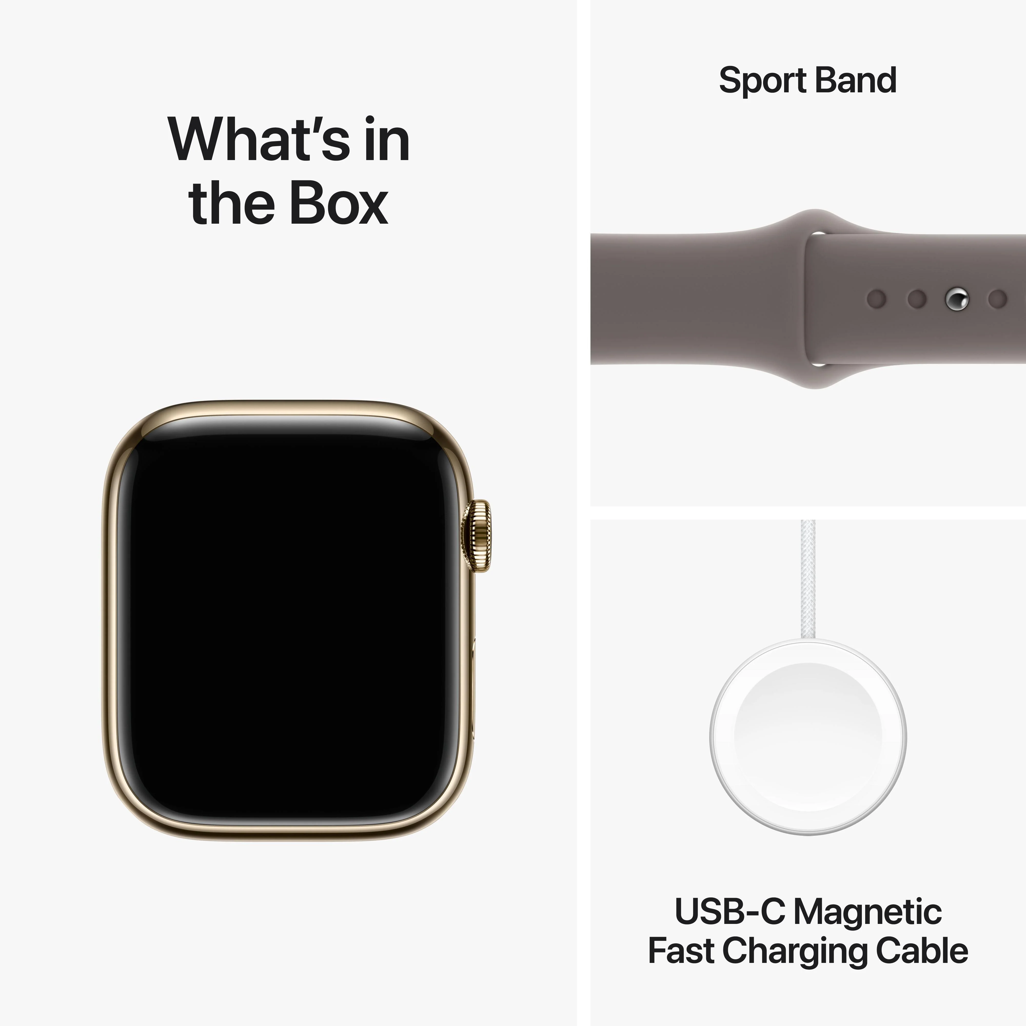 Apple Watch Series 9 GPS + Cellular 45mm Gold Stainless Steel Case with Clay Sport Band - S/M - Image 10