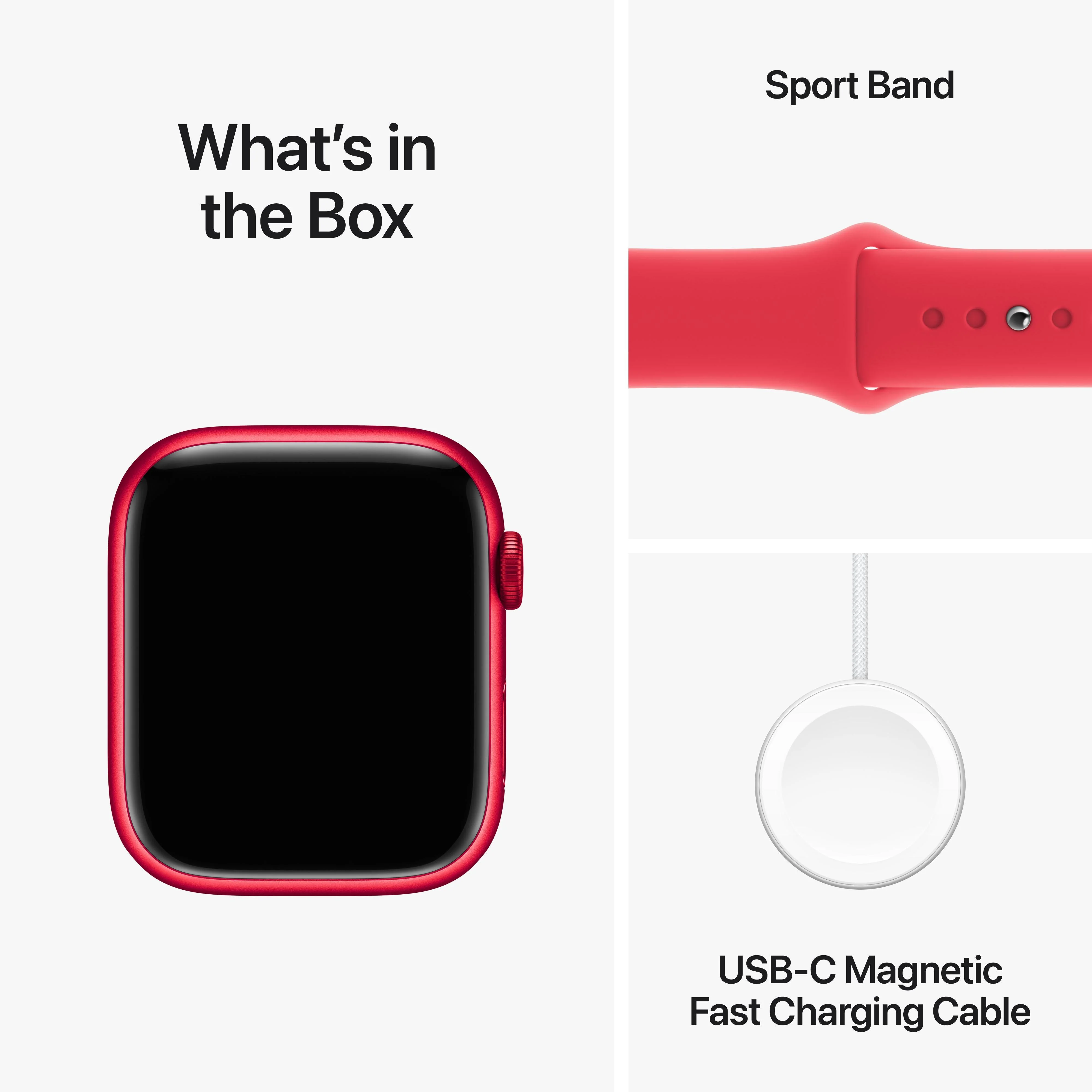 Apple Watch Series 9 GPS + Cellular 45mm (PRODUCT)RED Aluminium Case with (PRODUCT)RED Sport Band - S/M - Image 10