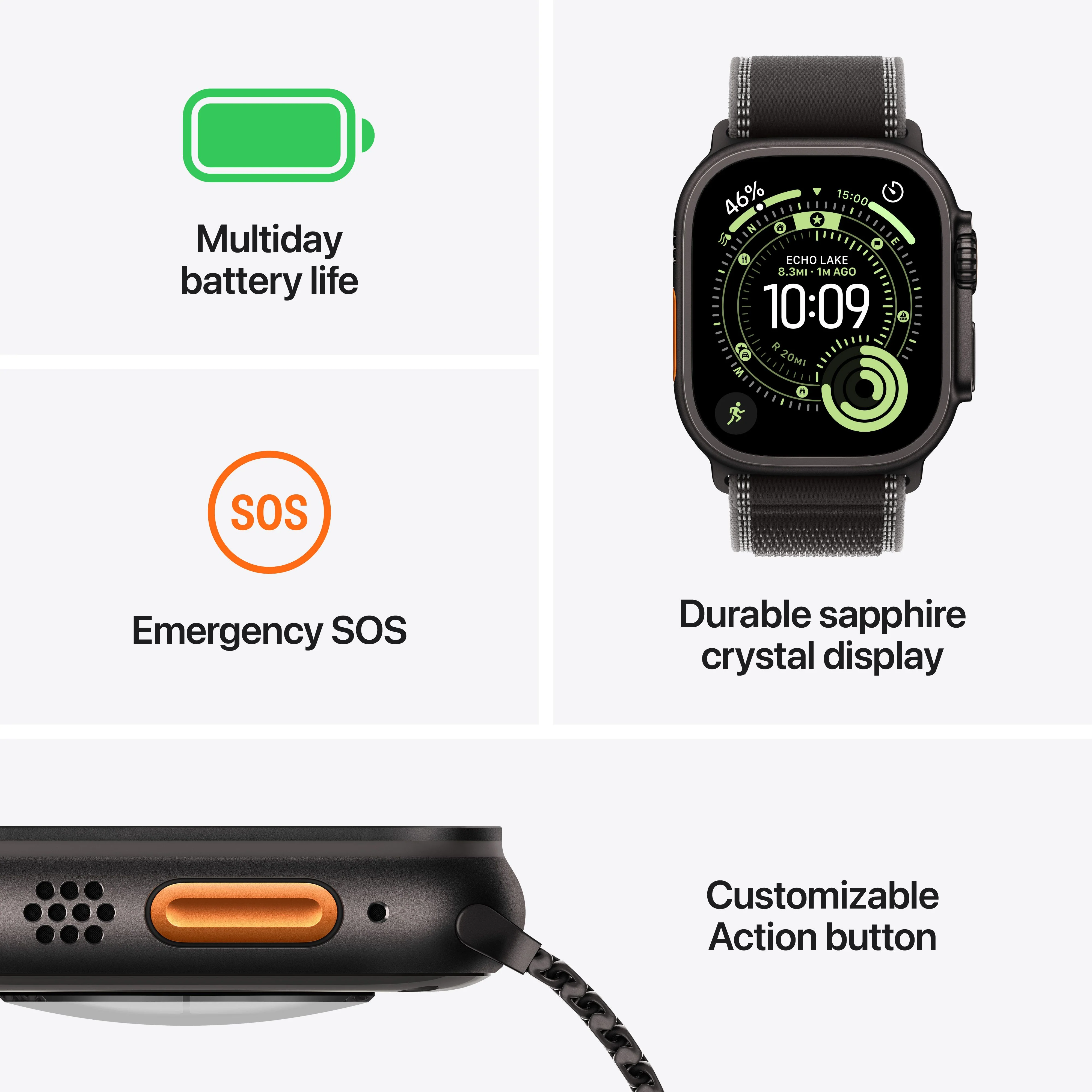 Apple Watch Ultra 3 GPS + Cellular 49mm Natural Titanium Case with Light Blue Alpine Loop - Medium - Image 3