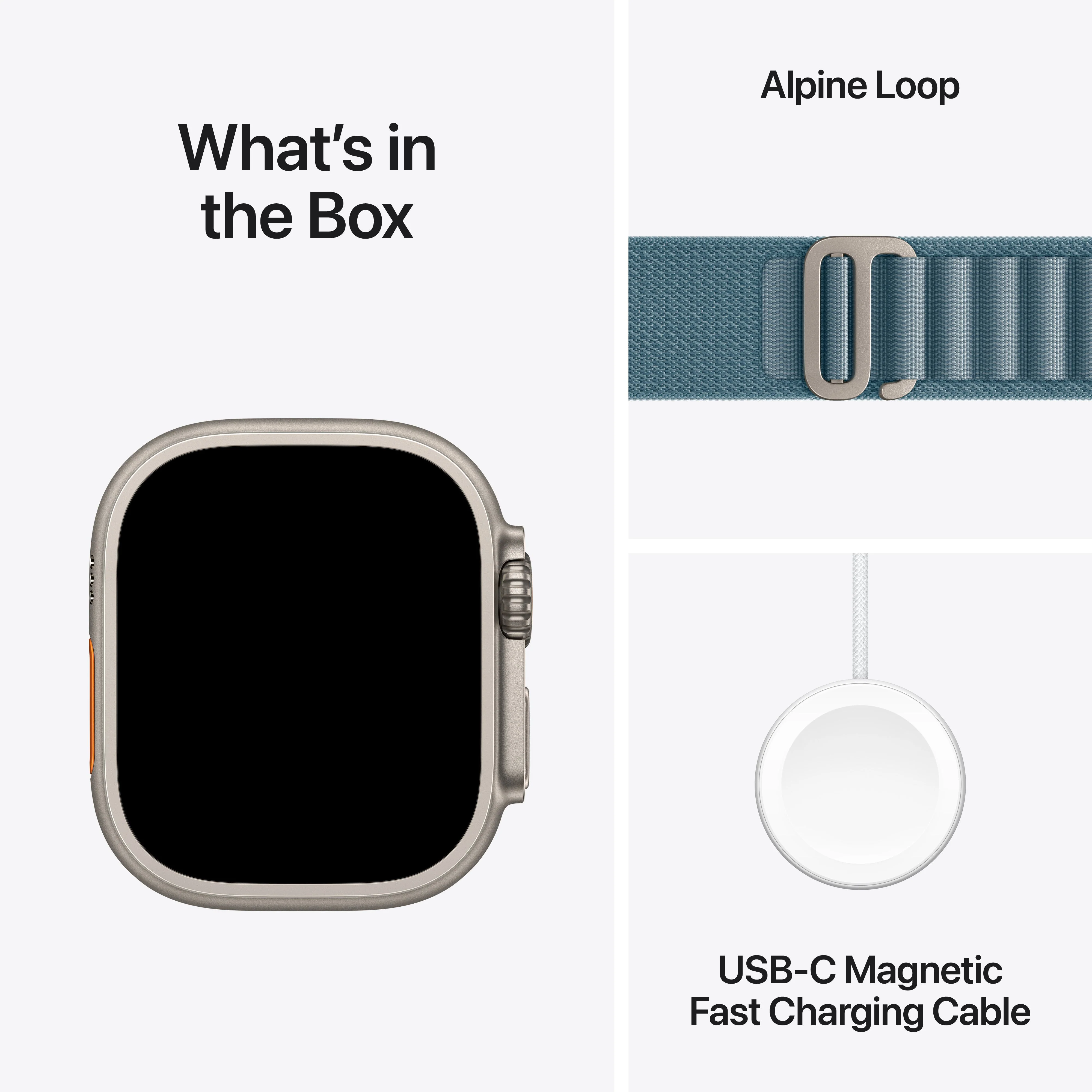 Apple Watch Ultra 3 GPS + Cellular 49mm Natural Titanium Case with Light Blue Alpine Loop - Medium - Image 7