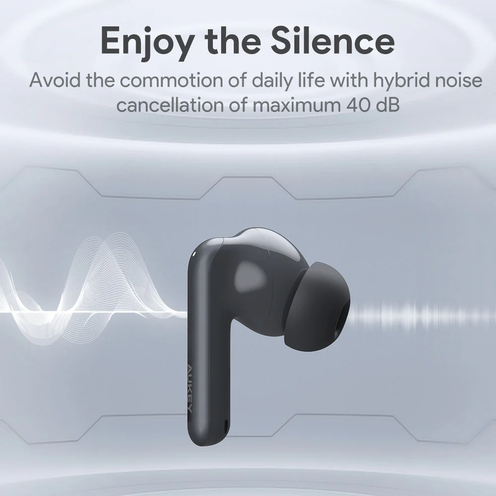 Aukey EP-B2 True Wireless Earbuds With Adaptive Hybrid ANC BT5.4 (White) - Image 7
