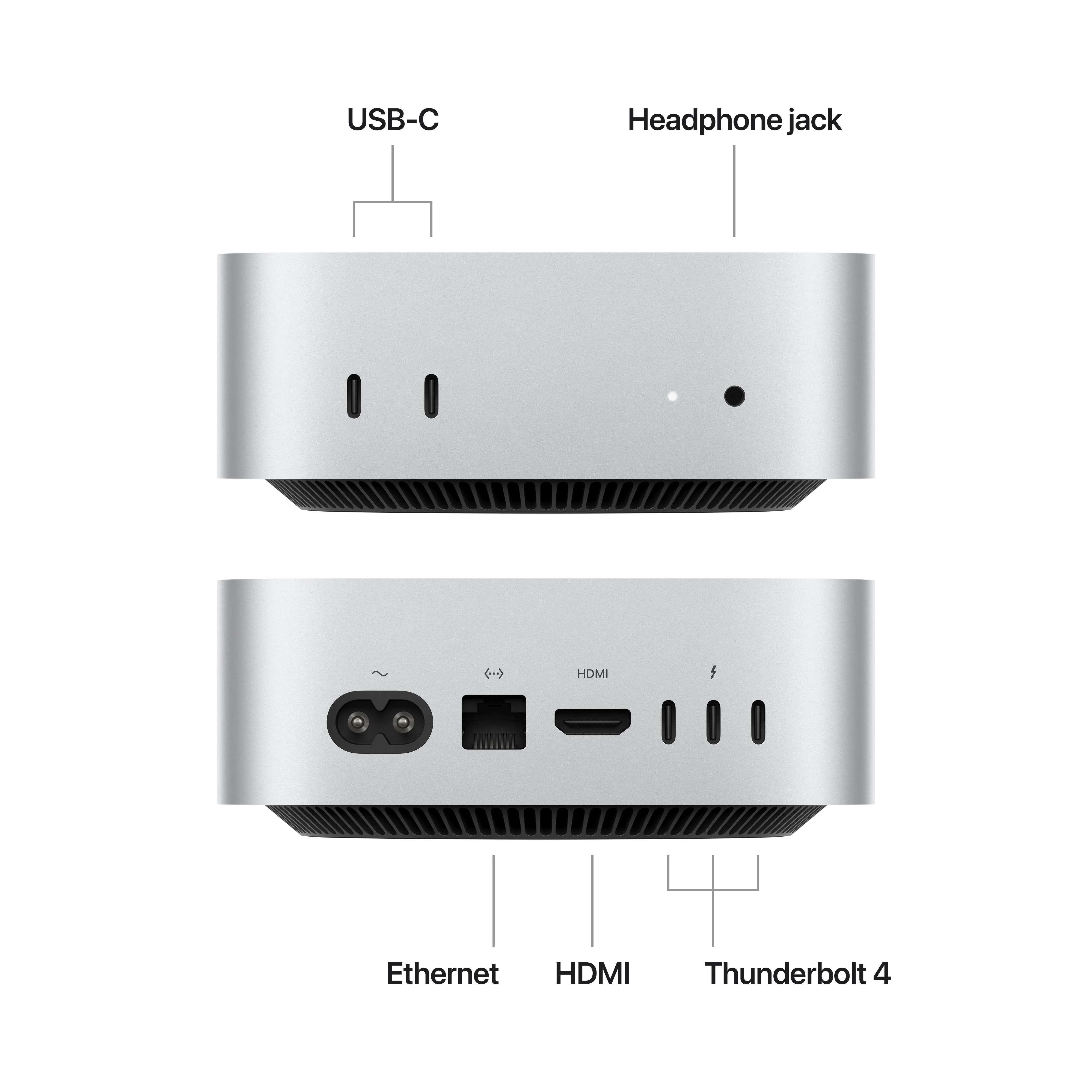 Mac mini: Apple M4 chip with 10-core CPU and 10-core GPU, 256GB SSD - Silver - Image 2
