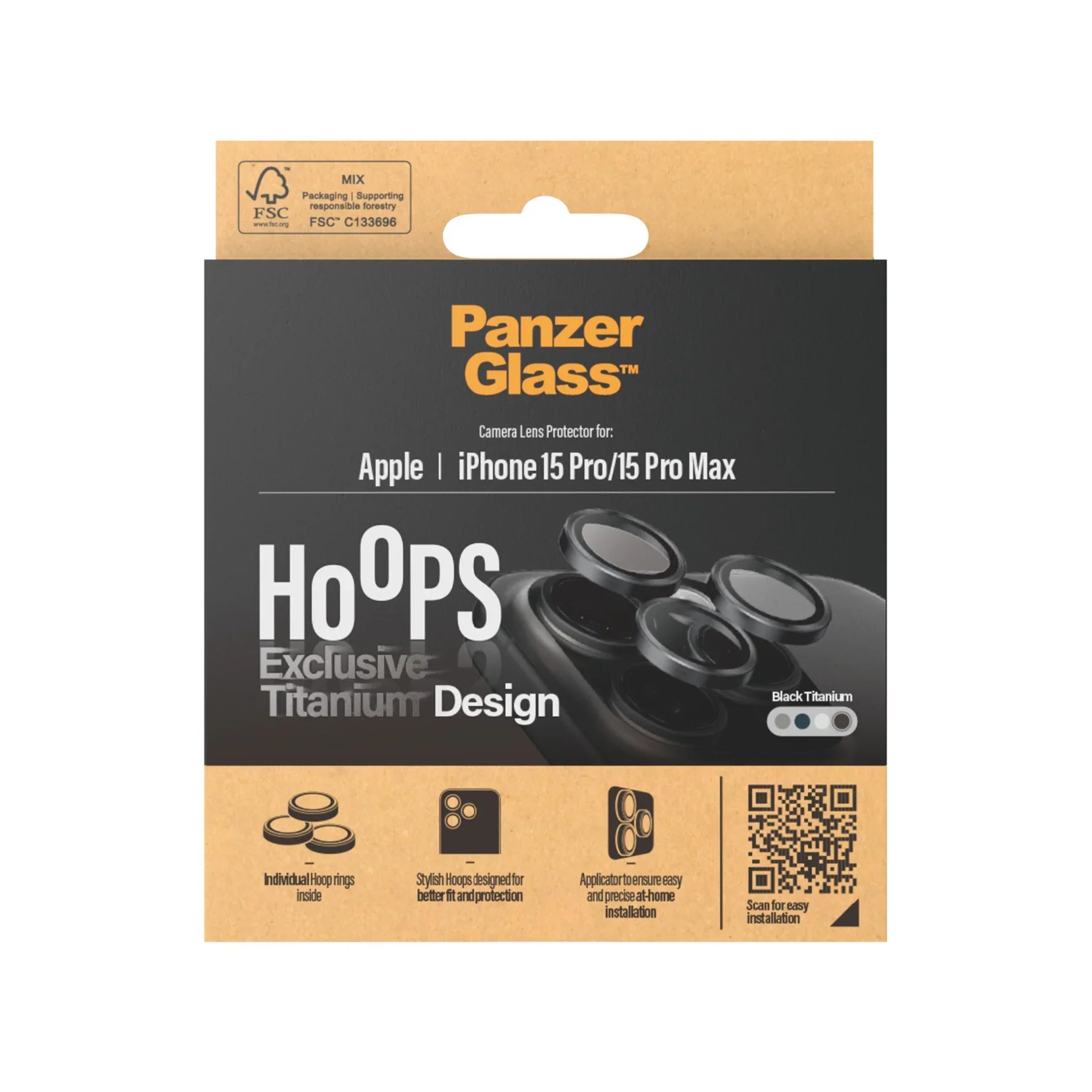 PanzerGlass Camera Lens Protector Hoop Optic Rings for iPhone 15 Pro / iPhone 15 Pro Max (Black) - Image 3