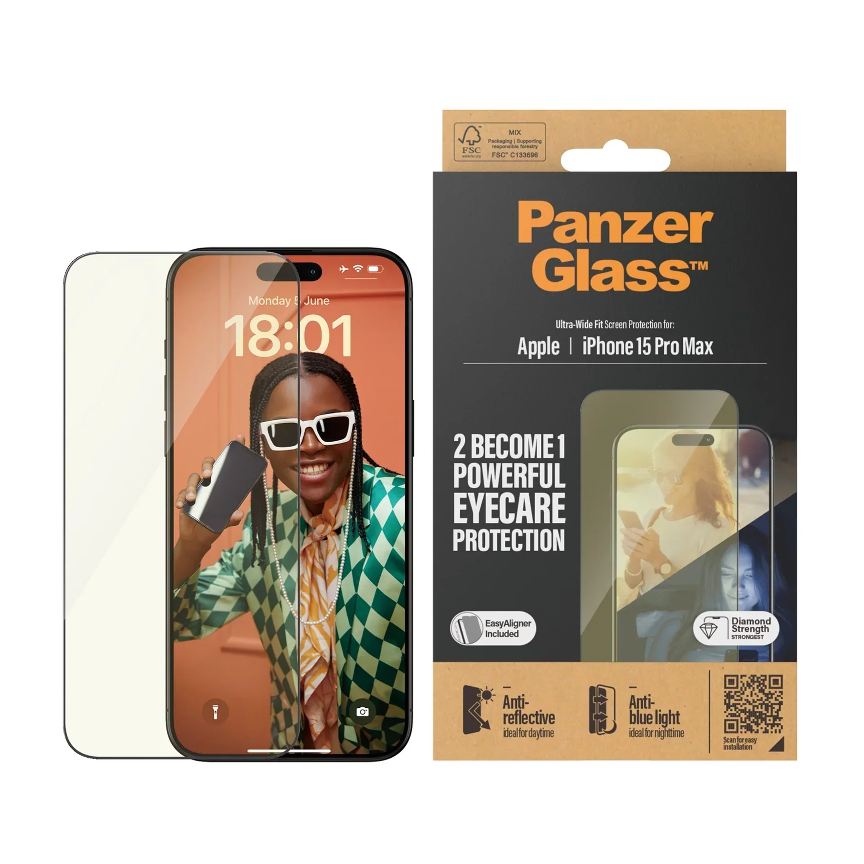 PanzerGlass UWF Glass for iPhone 15 Pro Max (Anti-Reflective & Bluelight) - Image 2